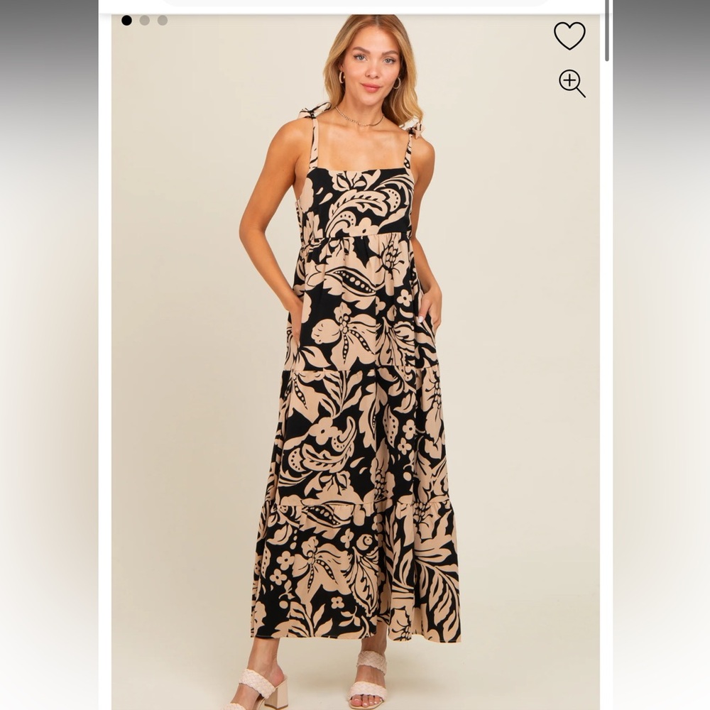 Pinkblush Tan and Black Spaghetti Strap Maxi Sundress